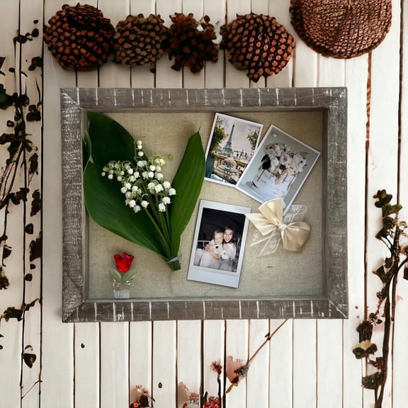 Rustic Picture Frame 16x20 Natural Wood Display Case for Memorabilia, Awards, Medals, Photos