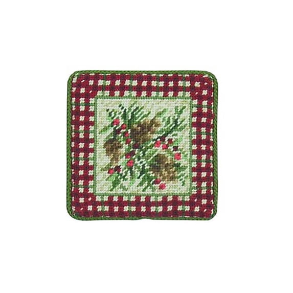 Rustic Pine Coaster Petit Point Coaster Set/4