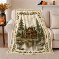thumbnail image 1 of Rustic Pine Log Cabin Retreat Wilderness Woodland Scene, Peaceful Mountain Lake Scene, Warm Flannel Blanket for Cabin and Lodge, Outdoor Lovers Camping Gift, Artistic Home Decor, 1 of 9