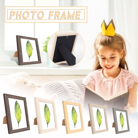 Rustic Pine Wood Picture Frame with Clear Glass, Tabletop Easel & Wall Mount Hooks, Eco-Friendly Photo Display Frame for Home Decor Wedding Birthday Holiday Gift