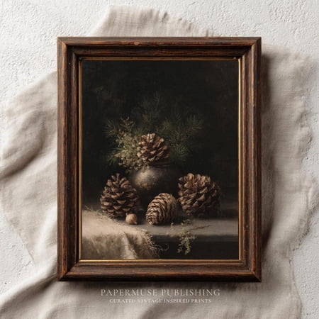 Rustic Pinecone Art Print, Dark Botanical Still Life , Woodland Winter Home Decor, Country Cottage Wall Art,, Unframed Poster Size 8x12 price history and forecast - Sunverse