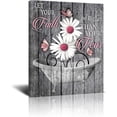 thumbnail image 1 of Rustic Pink Daisy Wall Art Canvas Bathroom Wall Decor Inspirational Butterfly Quotes Grey And Black Wood Background Artwork Framed Modern Home Wall Decor For Bathroom Ready To Hang,12x16 Inch, 1 of 6