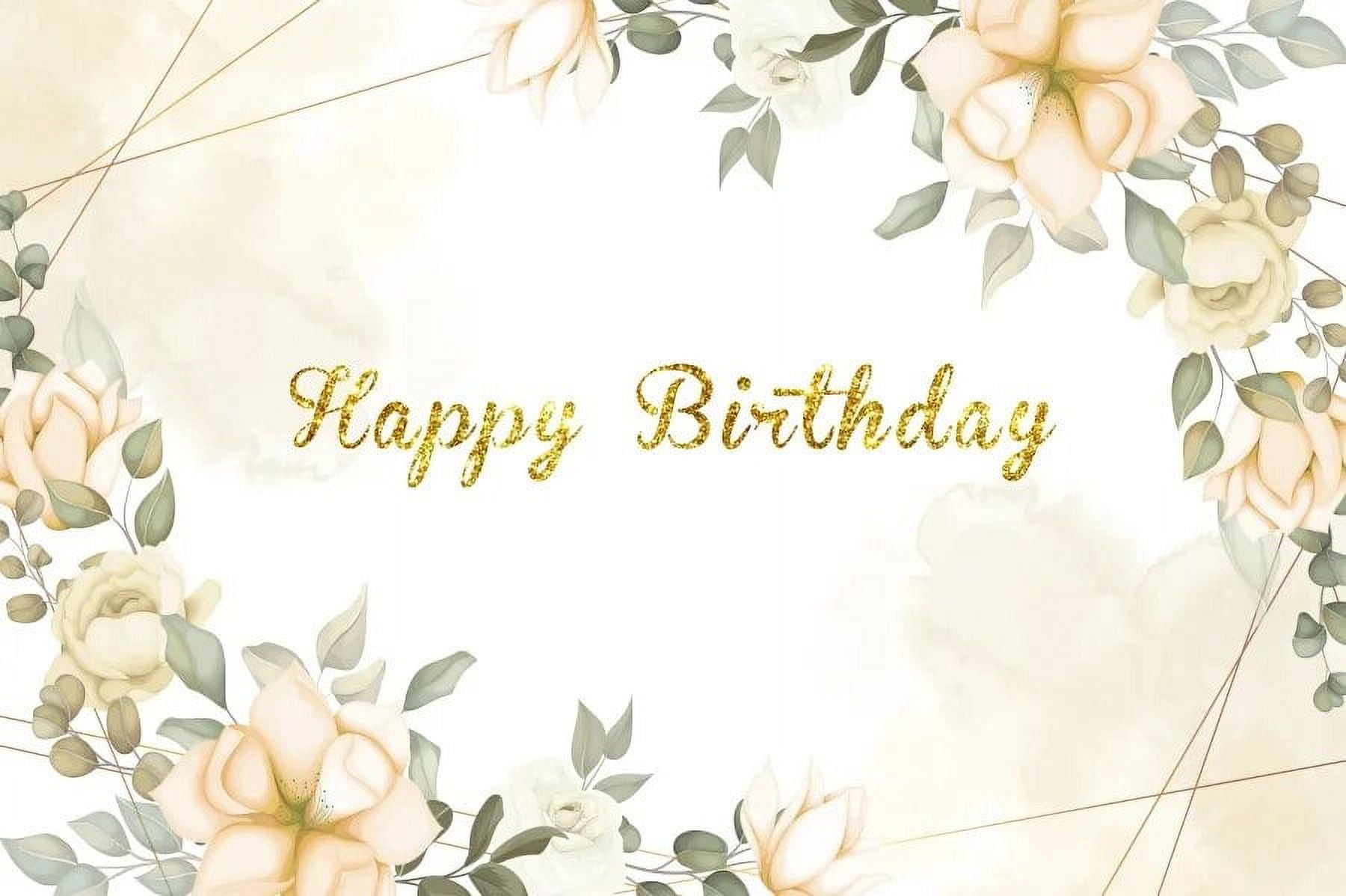 Pink Floral Birthday Backdrop Greenery Leaf Happy Birthday Photography Background Girls Princess Party Banner Decorations Celebration Party Decor Bab - View #9