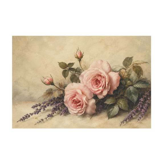 Rustic Pink Rose Floral Canvas Wall Art Vintage Farmhouse Shabby Chic Decor for Bathroom Bedroom Living Room 12*18in