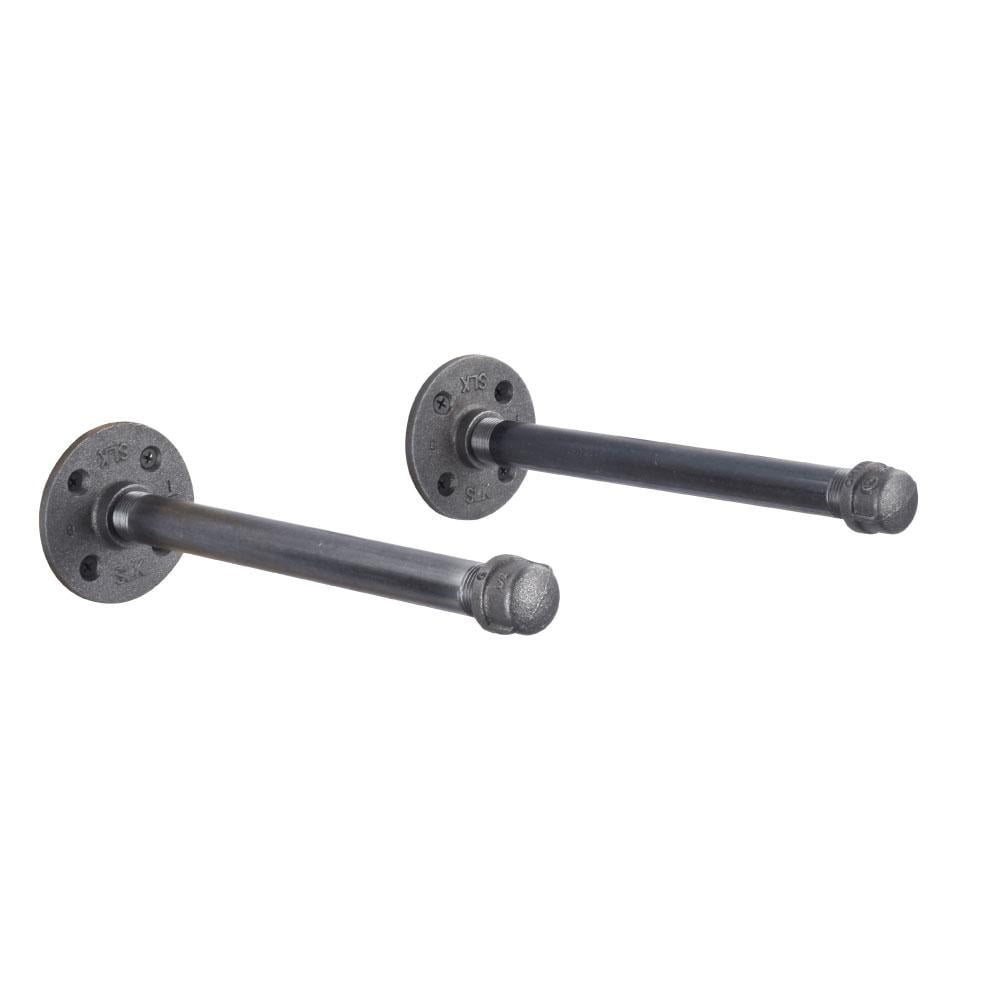 Rustic Pipe Decor Industrial Shelf Brackets Grey Iron Fittings Flanges 12 Inch Pipe 2 Pack by Pipe-Decor