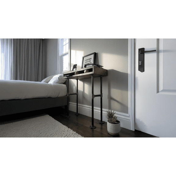 Rustic Pipe End Table Orange Paint 20 Inches