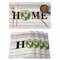 thumbnail image 1 of Rustic Placemats Set of 6, Eucalyptus Leaves Green Wreath Wooden Plaid Home Placemats for Dining Table, Place Mats for Kitchen Tabletop, Waterproof Wipeable Dining Table Mats Set, 1 of 9