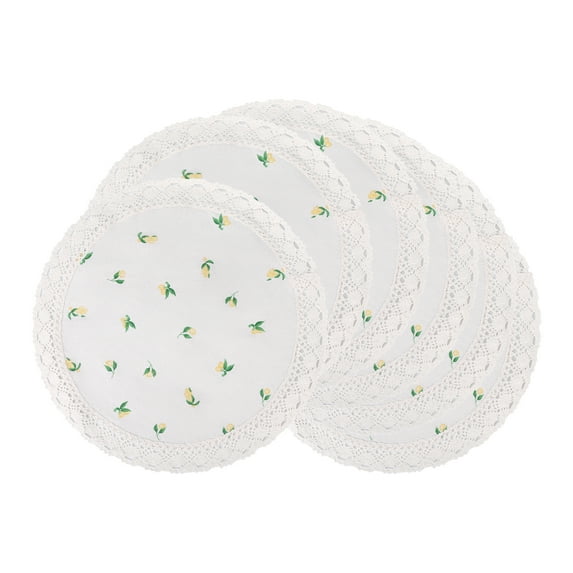 Rustic Placemats Set of 6 Placemats for Dining Table Decor Indoor Outdoor Washable Kitchen Table Mat with Lace Trim Beige 15inch