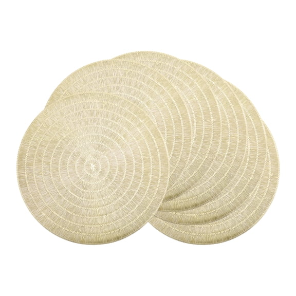 Rustic Placemats Set of 6 Woven Placemats with Hollow Design for Dining Table Decor Indoor Outdoor Kitchen Table Mat Wipe Clean Gold 15inch