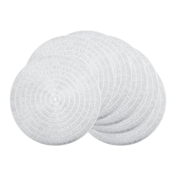 Rustic Placemats Set of 6 Woven Placemats with Hollow Design for Dining Table Decor Indoor Outdoor Kitchen Table Mat Wipe Clean Silver 15inch