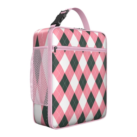 Rustic Plaid Insulated Lunch Bag Box Men Reusable Lunch Tote Bag with Detachable Handle Lunch Box Containers Office Travel