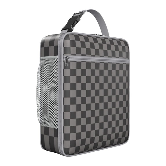 Rustic Plaid Insulated Lunch Bag Box Student Reusable Lunch Tote Bag with Front Pocket Lunchbox Office Travel