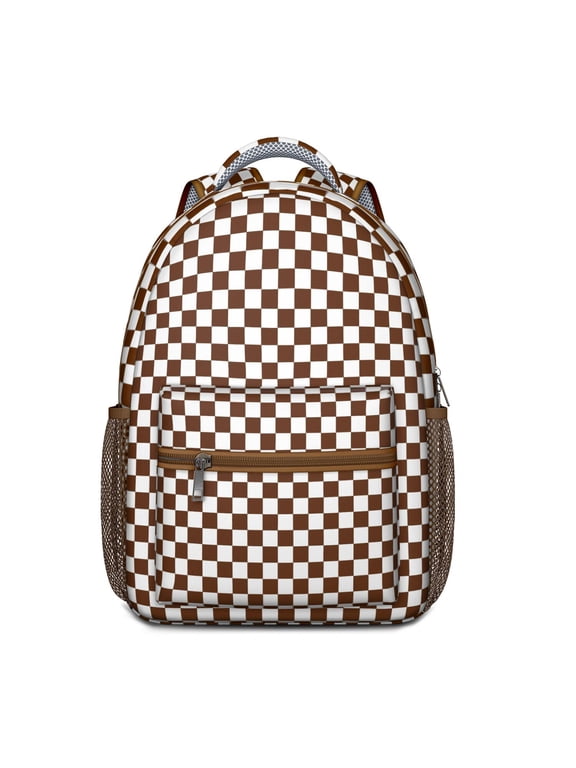 Rustic Plaid Lightweight School Backpack with Vintage Checkered Print, Perfect for Preschoolers and Elementary Students’ Daily Use