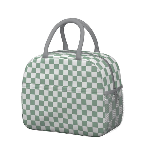 Rustic Plaid Lunch Tote – Vintage Checkered Design Reusable Insulated Cooler Bag for Office and Picnic