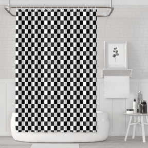 Rustic Plaid Shower Curtain Featuring Colorful Retro Checkered Pattern, Classic Buffalo Plaid Design, Waterproof Fabric Bathroom Shower Curtain with Hooks, Machine Washable, Geometric Style
