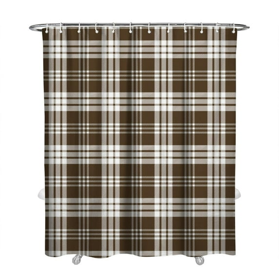 Rustic Plaid Shower Curtain, Waterproof Bathroom Fabric Curtain with Plastic Hooks, Machine Washable Classic Buffalo Checkered Pattern, Farmhouse Print for Cozy Aesthetic Decor