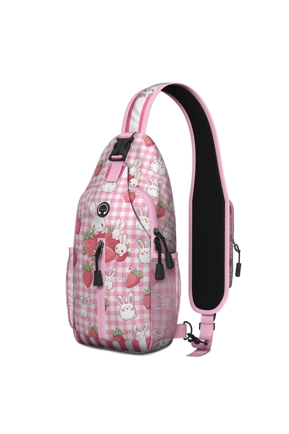 Rustic Plaid Sling Bag – Classic Red & Black Buffalo Check Pattern Travel Daypack, Lightweight Crossbody Shoulder Backpack for Hiking, Cycling, and Daily Commute