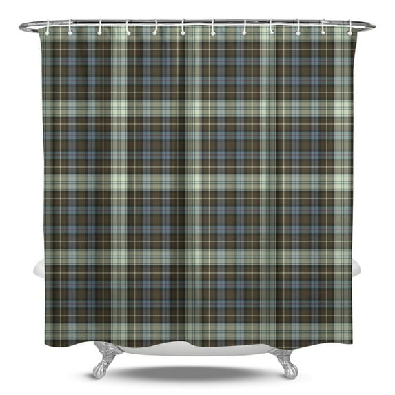 Rustic Plaid Waterproof Shower Curtain, Fabric Bathroom Shower Curtain Featuring Classic Buffalo Plaid, Retro Checkered Pattern, Colorful Checkerboard Design, Machine Washable, Hooks Included