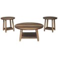 thumbnail image 1 of Rustic Plank Style Round Shape Cocktail & 2 End Tables, Brown - Set of 3, 1 of 1