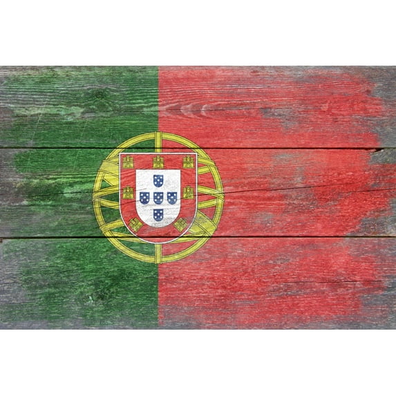 Rustic Portugal Country Flag (9x12 Wall Art Print, Home Decor)