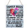thumbnail image 1 of Rustic Positive Family Quote Wood Decor Sign, Family Rules Printed Wood Sign Wall Art, Hanging Door Sign, Decorative Wood Sign Home Living Room Bedroom Bathroom Decor 8x10, 1 of 3