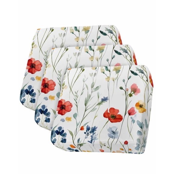 Rustic Pressed Floral Sofa Couch Cushion Covers Washable, Removable Stretchable Sectional Couch Covers, Vintage Multicolor Leaves Floral Slipcovers for L & T Shape Sofa Protector S Size 3 pcs