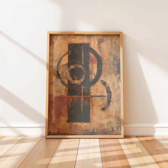 Rustic Primitive Earthy Geometric Tribal Symbol Decor Wall Art Poster , Poster Print Only