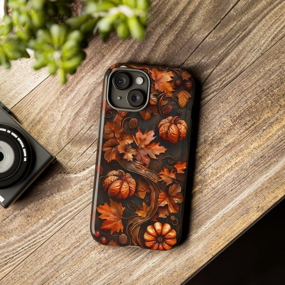 Rustic Pumpkin Fall Leaves Autumn Phone Case for iPhone 11 12 13 14 15 16 17 Pro Max
