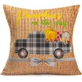 thumbnail image 1 of Rustic Pumpkin Farmhouse Pillow Covers Vintage Buffalo Plaid Truck Pumpkin Sign Thanksgiving Day Harvest Home Decor Cushion Case Decorative Fall Couch 18x18 Inch (Truck), 1 of 5