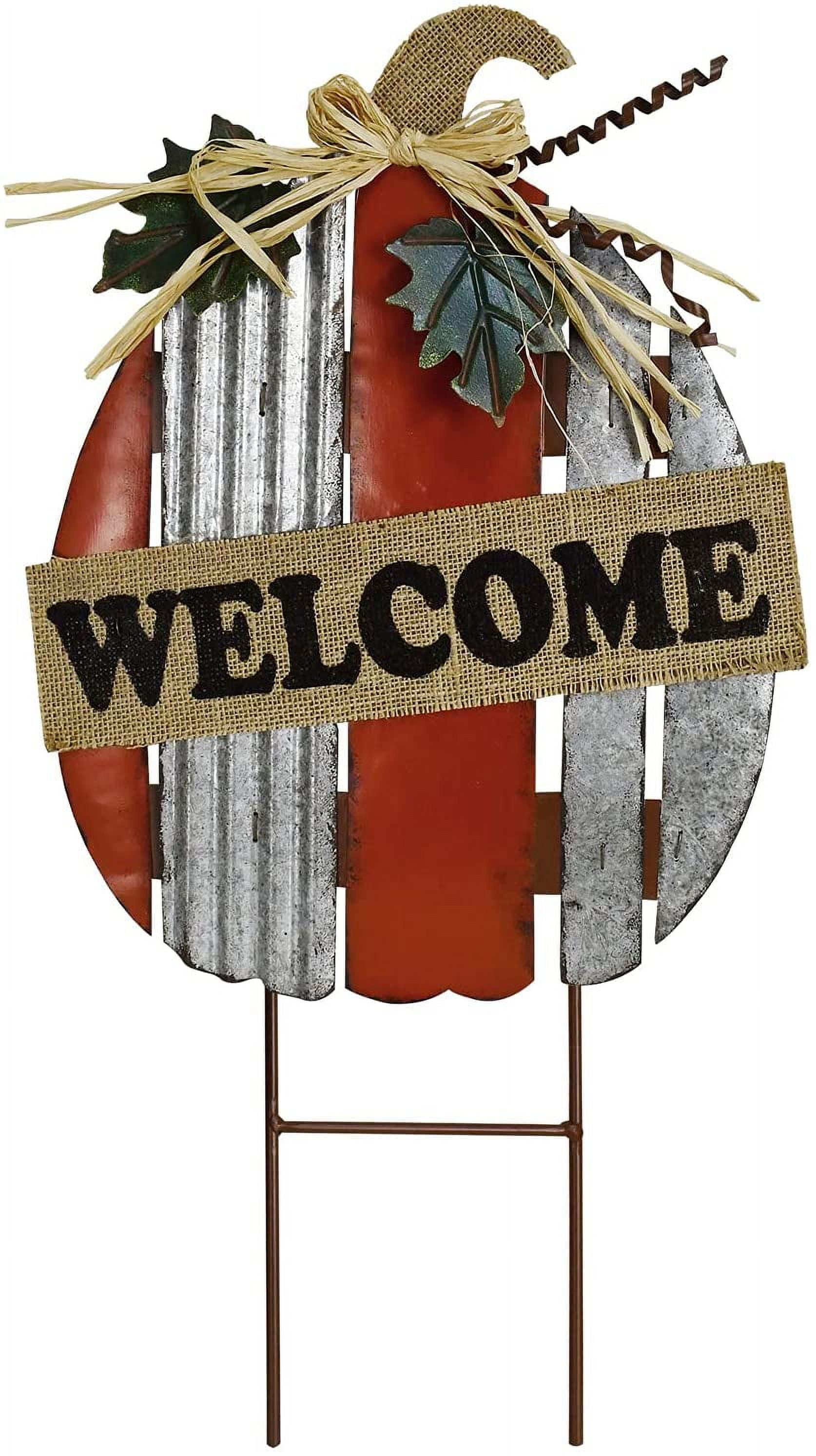Rustic Pumpkin Garden Stake Metal Welcome Sign Fall Decor, Decorative ...