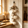 thumbnail image 1 of Rustic Pumpkin Hanging Swag, 5-Pumpkin Fall Door Decor, Wooden Pumpkin Wall Decor with Plaid Bow, Farmhouse Autumn Decorations for Front Door Home (Classic), 1 of 7