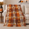 thumbnail image 1 of Rustic Pumpkin Maple Leaf Harvest Patchwork Living Room, Cozy Festive Scene, Warm Flannel Blanket for Living Room and Family Room, Art Lovers Thanksgiving Gift, Festive Home Decor, 1 of 9