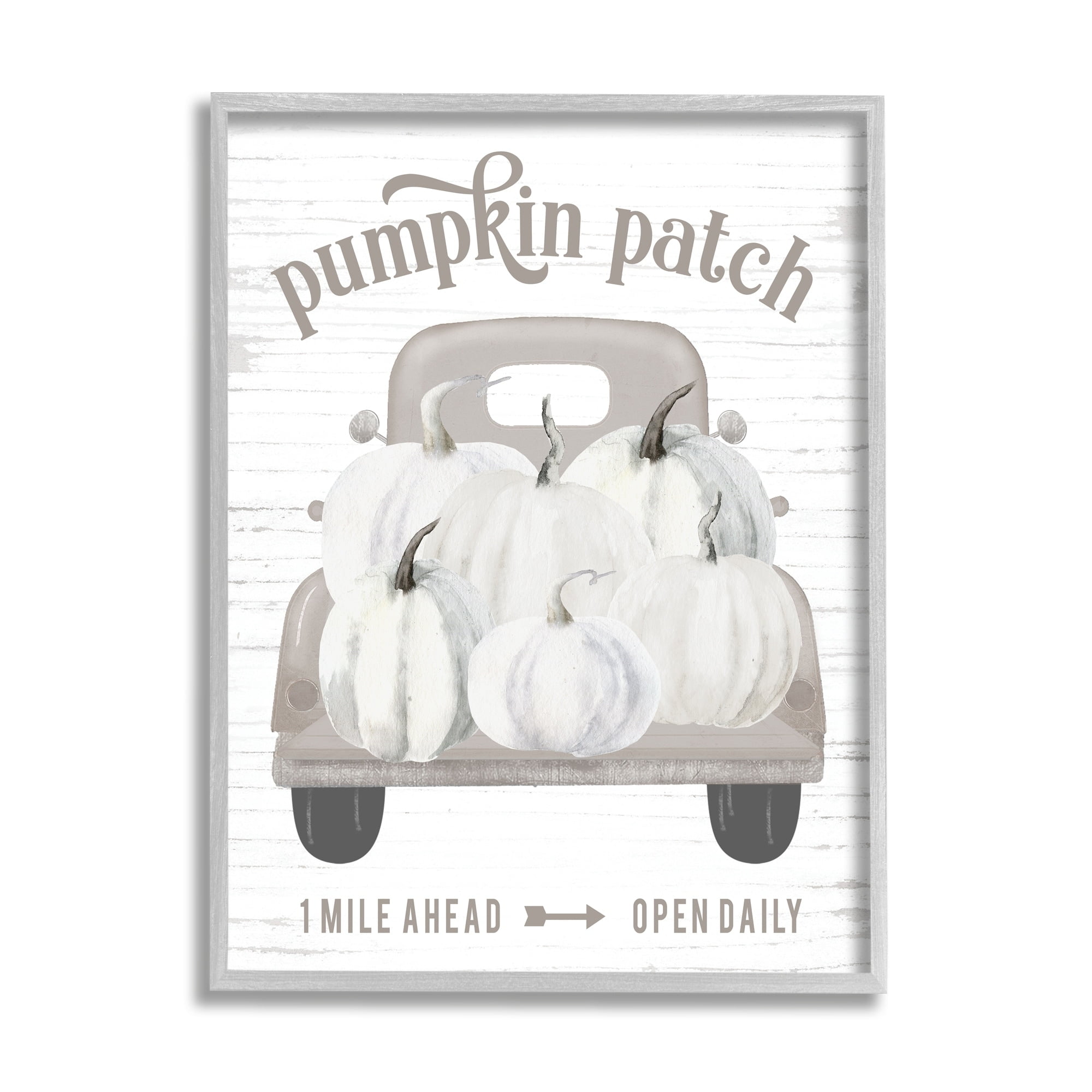 Rustic Pumpkin Patch Seasonal Fall Harvest Sign Transportation Graphic Art Framed Art Print Wall Art