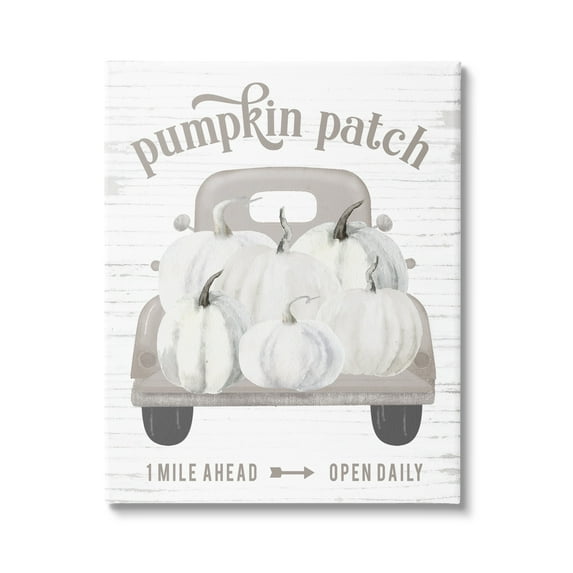 Rustic Pumpkin Patch Seasonal Fall Harvest Sign Transportation Graphic Art Gallery-Wrapped Canvas Print Wall Art