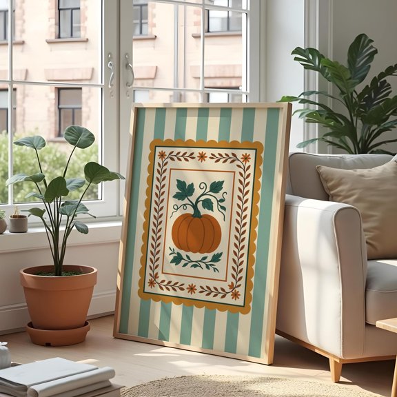 Rustic Pumpkin Wall Art Rustic Cozy Fall Seasonal Home Poster , Poster Print Only