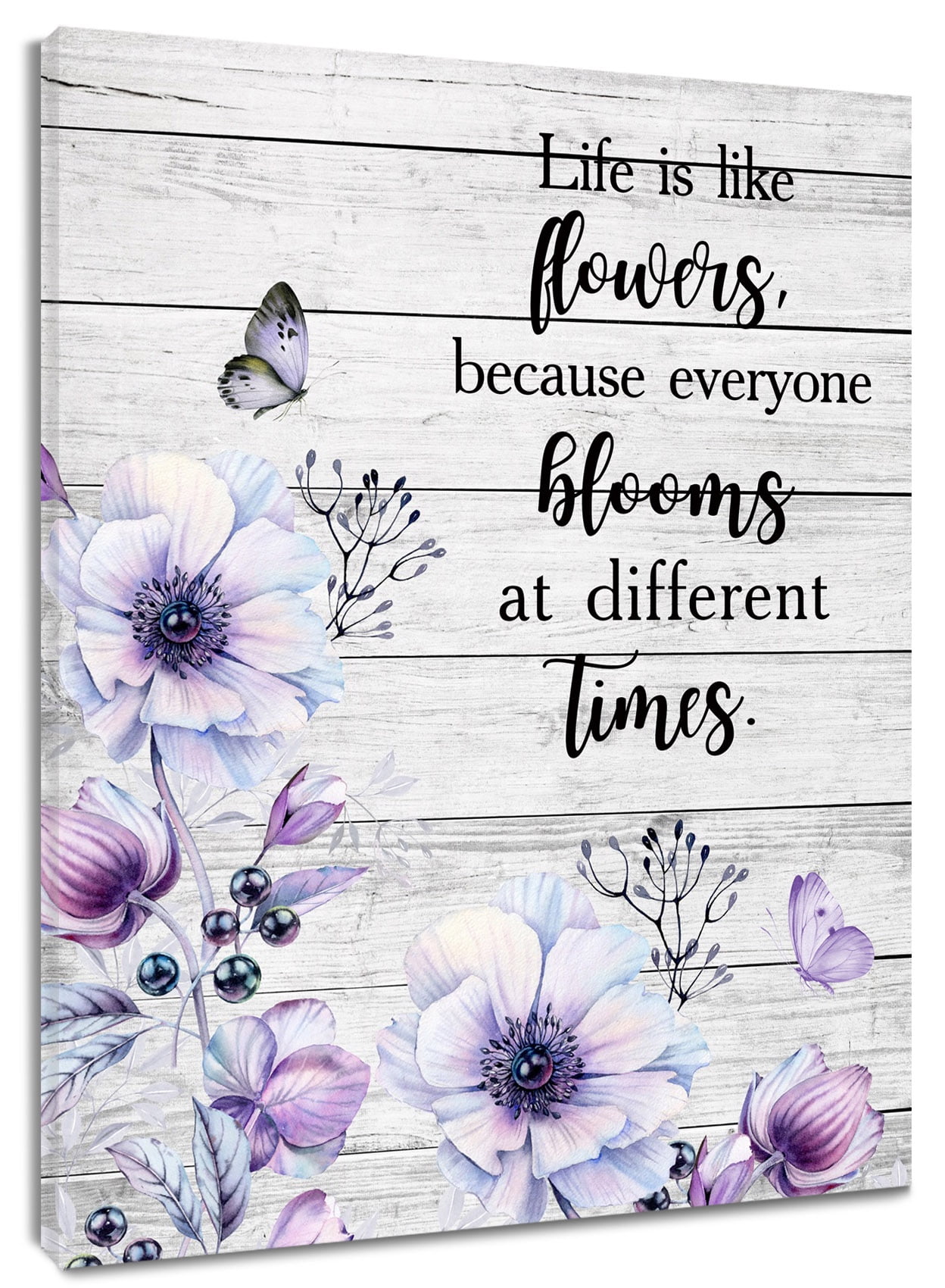Rustic Purple Flowers and Butterflies Wall Art for Farmhouse ...