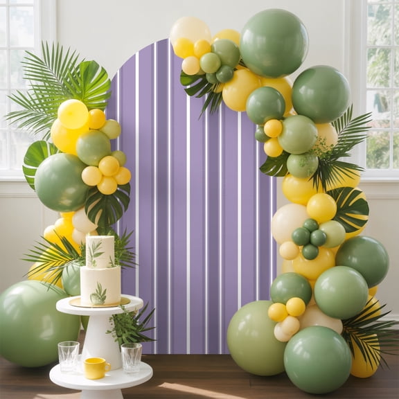 Rustic Purple Gradient Stripe Arch Backdrop Cover Spandex Fitted Arch Cover 6.6FT,Arches Backdrop Stand Covers for Wedding Birthday Party Ceremony Banquet Decoration Modern Minimalist Line Style