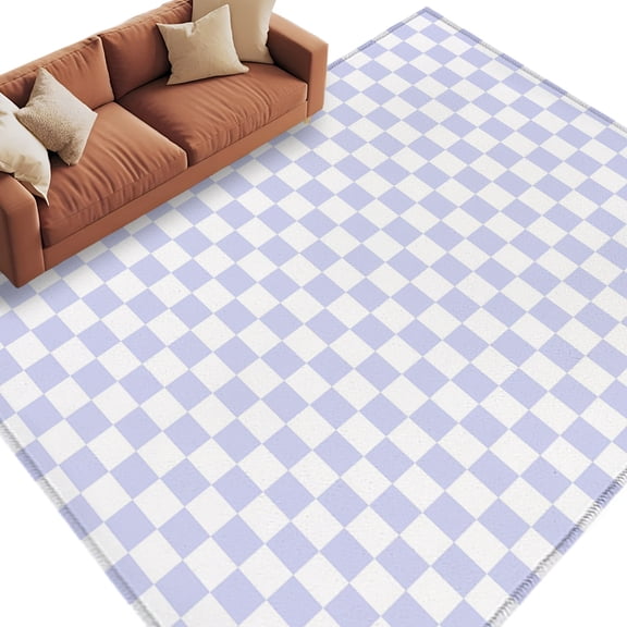 Rustic Purple Plaid Area Rug 5x8 Washable Rug Non Slip Farmhouse Vintage Grid Checkerboard Large Area Rug Soft Stainresistant Indoor Floor Carpet for Living Room Bedroom Office Dining Room Nursery