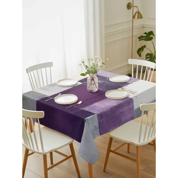Rustic Purple Tablecloth Rectangle Table Cloth 52x70, Waterproof Tablecloth Outdoor Table Cloth, Abstract Oil Painting Grunge Art Ombre Washable Table Cover for Kitchen Dinning Party