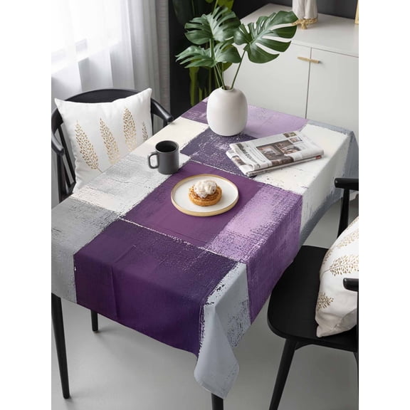 Rustic Purple Tablecloth Rectangle Table Cloths 54x108, Waterproof Tablecloth Outdoor Table Cloth, Abstract Oil Painting Grunge Art Ombre Washable Table Cover for Kitchen Dinning Party