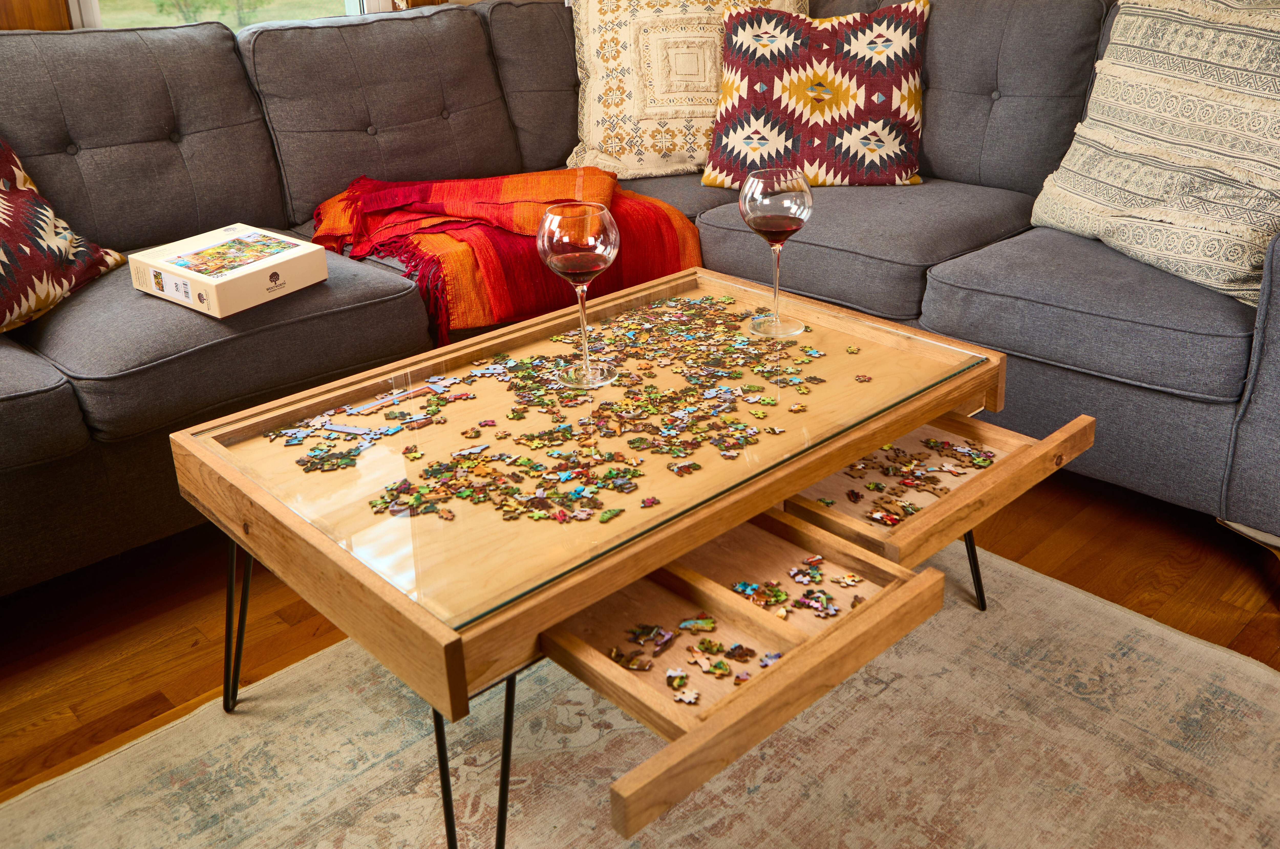 レチェオ 】dareels ONE TWO COFFEE TABLE Rustic Puzzle Coffee