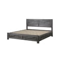 thumbnail image 1 of Rustic Queen Size Wooden Panel Bed, Gray Oak, 1 of 5