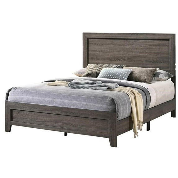 Rustic Queen Sized Bed in Gray Wood