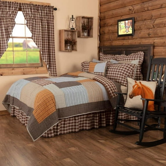 Rustic Quilt Rory Patchwork Brown Creme Country Bedroom Decor TCC Brands