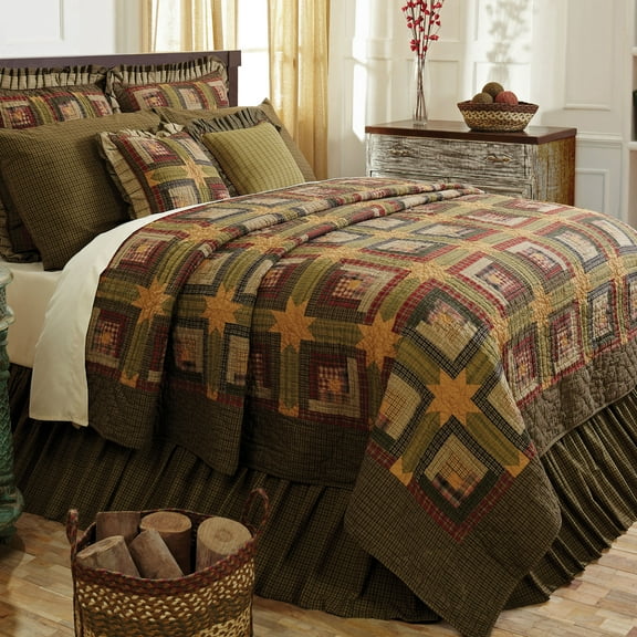 Rustic Quilt Tea Cabin Lodge Country Patchwork Green Cotton Bedroom Decor TCC Brands
