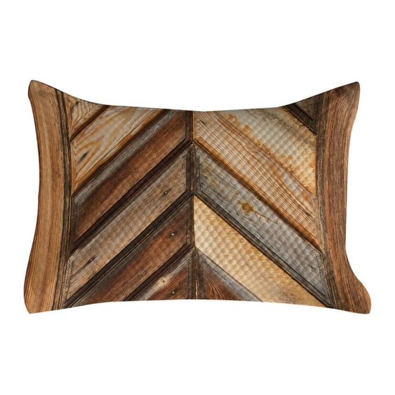 Rustic Quilted Pillowcover, Wooden Fence Vintage and Grunge Gardening Themed Natural Rural Pastoral Print, Standard King Size Accent Pillow Cover for Bedroom, 36" x 20", Brown, by Ambesonne