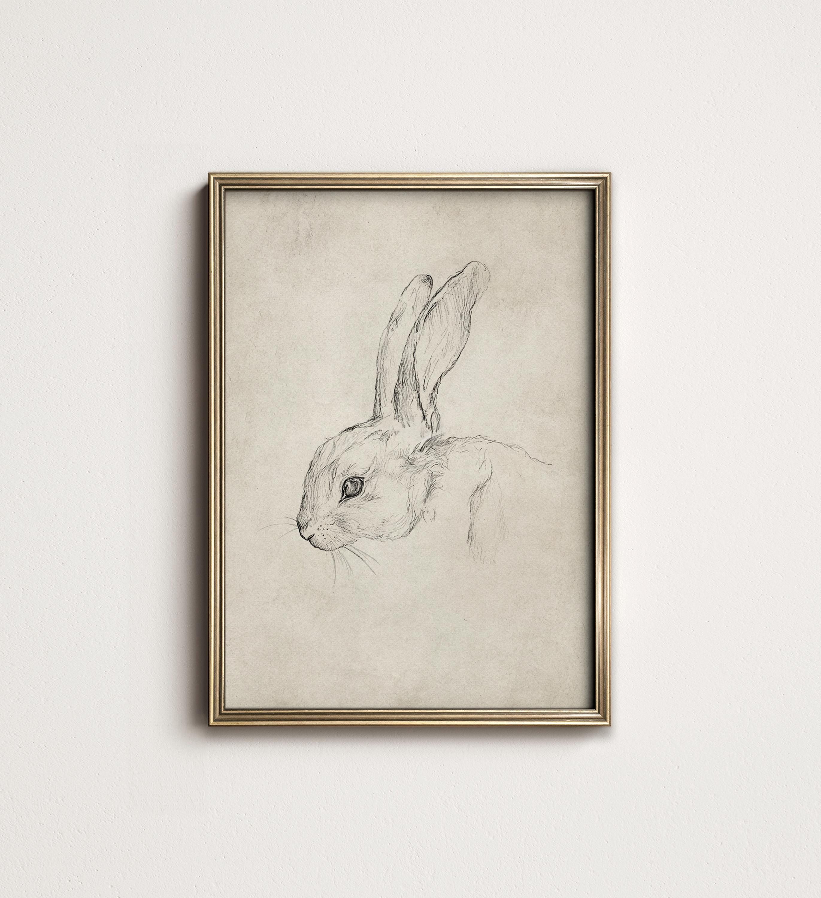 Rustic Rabbit Sketch Print: Neutral Farmhouse Decor Sk1-106 UNFRAMED ...