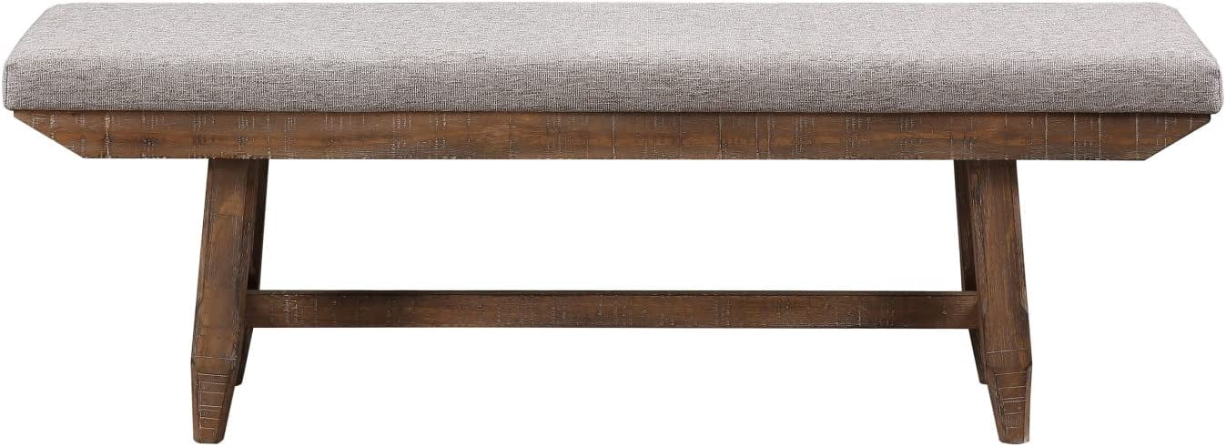 Rustic Ranch Driftwood Finish, Dining Room Bench, Upholstered Seat ...