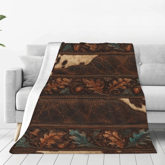 Rustic Ranch Leather Texture, 50x40,Flannel Fleece Throw Blanket Cozy Plush for Bedroom Living Room Bed Sofa Couch