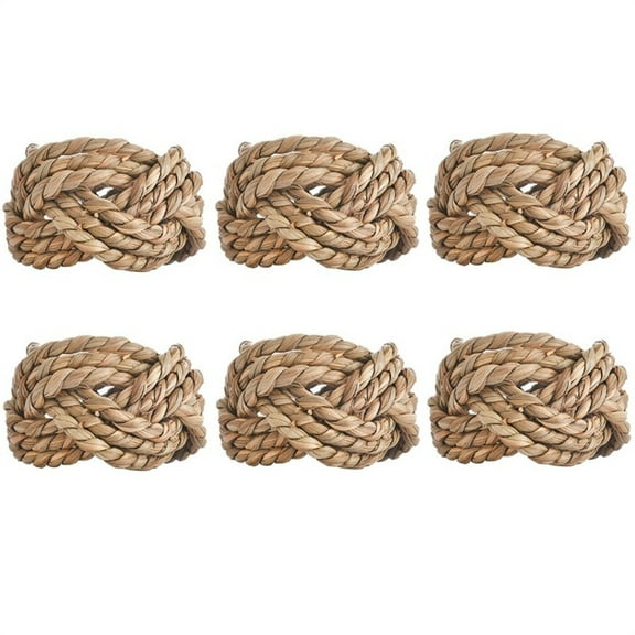 Rustic Rattan Woven Napkin Rings Set Of 6, Handmade Natural Brown Napkin Holders For Wedding Dinner Party Table Decorations, Farmhouse Style Table Linens & Textiles